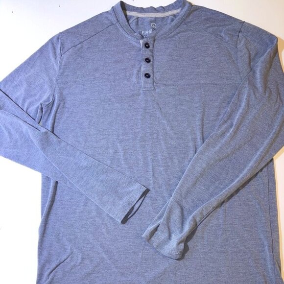 Free Fly Apparel Bamboo Long Sleeve Henley Tee Shirt Men’s Size L Outdoor Blue - Picture 1 of 8